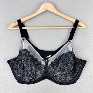 Wacoal Lace Unlined Bra Womens 42DD Black White Comfort Romantic